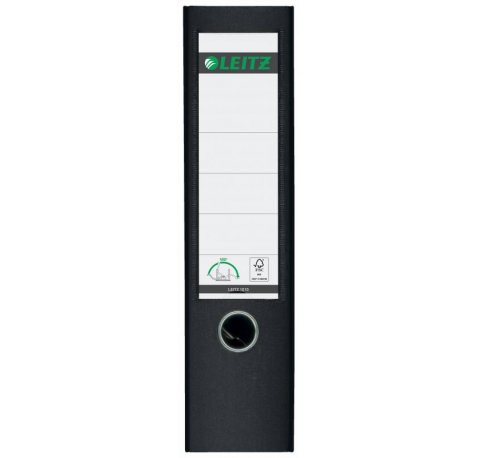 Leitz Archivador Leitz 180° Plastico A4 - Lomo 80mm - Ranuras, Ojete y Cantoneras Metalicas - Negro