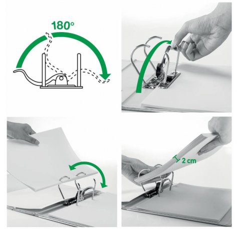 Leitz Archivador Palanca 180° Active Solid - Mecanismo 180°, 75mm - Cierre Elastico - Fundas Interiores - Lomo Redondeado - Capacidad 500 Hojas A4 - Negro PP Polyfoam Ligero