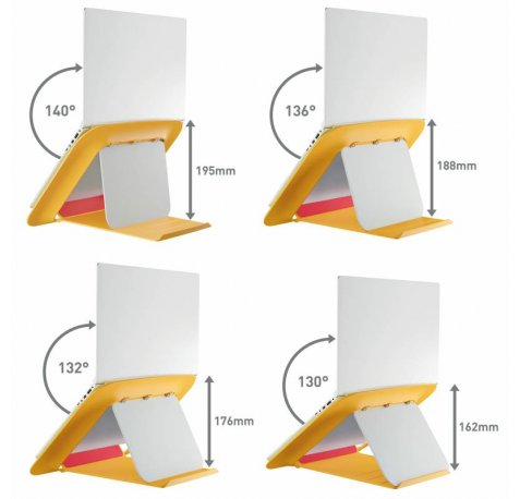 Leitz Ergo Cosy Soporte Ajustable para Portatil - Diseño Ergonomico - Altura Ajustable - Color Amarillo Calido