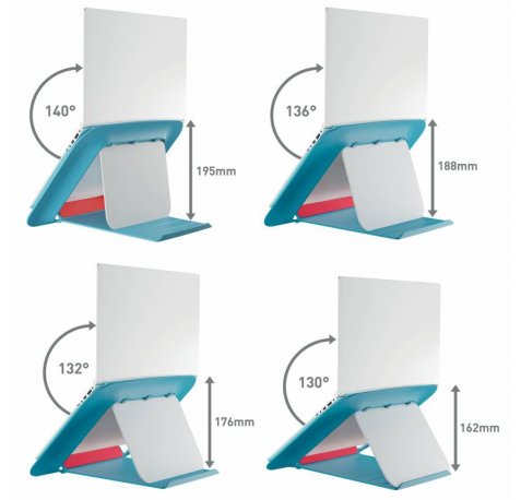 Leitz Ergo Cosy Soporte Ajustable para Portatil - Diseño Ergonomico - Altura Ajustable - Color Azul