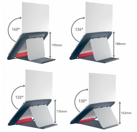 Leitz Ergo Cosy Soporte Ajustable para Portatil - Diseño Ergonomico - Altura Ajustable - Color Gris Terciopelo