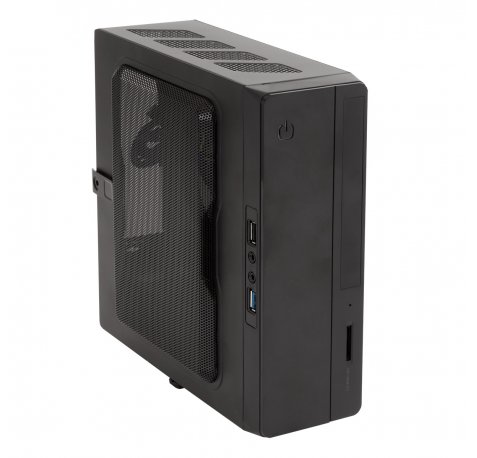 Unykach UK1007 Caja Torre Mini-ITX - Fuente de Alimentacion 150W Incluida - Tamaño Disco Soportado 2.5" - USB-A 2.0/3.2 y Audio