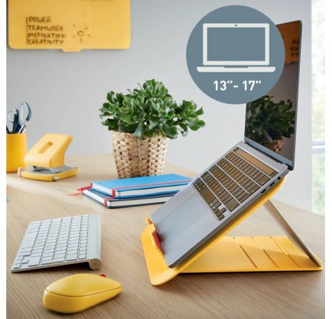 Leitz Ergo Cosy Soporte Ajustable para Portatil - Diseño Ergonomico - Altura Ajustable - Color Amarillo Calido