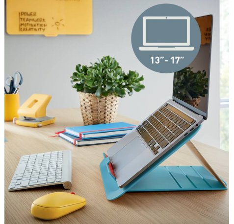 Leitz Ergo Cosy Soporte Ajustable para Portatil - Diseño Ergonomico - Altura Ajustable - Color Azul