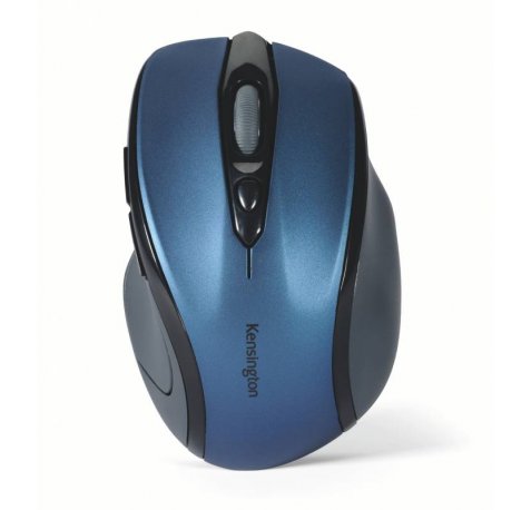 Kensington PRO Fit Raton Optico Inalambrico - Tamaño Medio - Conectividad Inalambrica de 2,4 Ghz - Diseño Ergonomico - Paneles de Goma Blanda - Sensor Optico de Alta Definicion - Color Azul