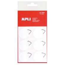 Apli Colgadores Autoadhesivos Redondos - Ø 30mm - Triangulo Metalico de Soporte - Base Adhesiva Blanca - 12 Unidades por Bolsa - Gran Resistencia - Ideal para Fotos, Calendarios y Posteres - Color Blanco (10 uds)