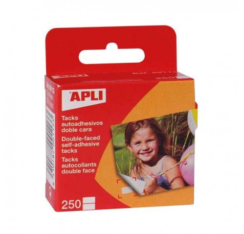Apli Pack de 250 Tacks Autoadhesivos 12 x 16 mm - Adhesivo Doble Cara