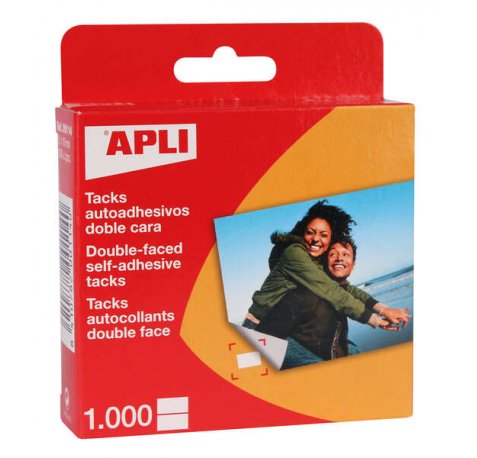 Apli Tacks Autoadhesivos Doble Cara - Tamaño 12x16 - 1000 Unidades por Caja - Ideal para Manualidades y Albumes - Libre de Acidos - Transparente (10 uds)