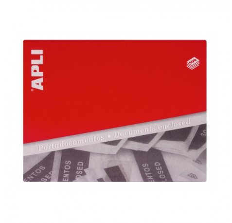 Apli Pack de 100 Sobres Porta Documentos - Adhesivo en el Dorso - Texto en 3 idiomas - Impermeables y Resistentes a la Intemperie