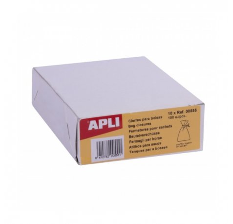 Apli Caja de 100 Cierres Metalicos Flexibles para Bolsas - Alta Resistencia a la Torsion - Reutilizables - Ideales para Escuelas, Hogares y Negocios - Color Amarillo