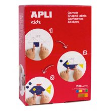 Apli Gomets Redondos en Colores Surtidos - 3 Medidas Diferentes: Ø 10 mm, Ø 15mm y Ø 23mm - 8200 Gomets por Caja - Adhesivo Permanente - Colores Amarillo, Azul, Rojo y Verde - Materiales 100% Reciclables - Dimensiones de la Caja: 23 x 23 x 10 cm