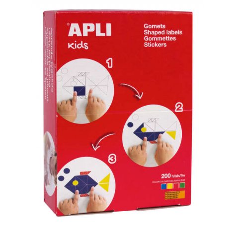 Apli Gomets Cuadrados Adhesivo Permanente - 12x12mm, 17x17mm y 23x23mm - 200 Hojas en Colores Surtidos - Desarrollo de Habilidades y Capacidades en Niños