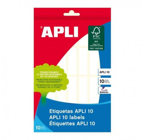 Apli Pack de 280 Etiquetas Permanentes Blancas 13x40mm - Aptas para Escritura Manual