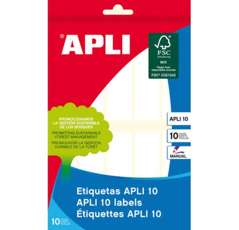 Apli Etiquetas 10 Blancas 20.0 x 75.0mm 10 Hojas