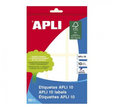 Apli Etiquetas Blancas 34 x 67 mm - Ideal para Escribir sobre Ellas - 10 Hojas