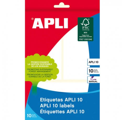 Apli Etiquetas 10 Blancas 53.0 x 100.0mm 10 Hojas