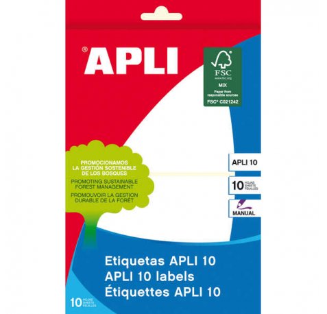 Apli Etiquetas 10 Blancas 81.0 x 110.0mm 10 Hojas