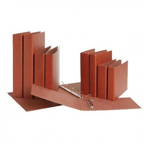 Mariola Carpeta Archivador de 2 Anillas Carton Gofrado Cuero - Tamaño Folio Natural - Anillas Redondas 40mm - Medidas 34x26x5.5cm - Color Marron (8 uds)