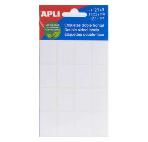 Apli Etiquetas Doble Frontal Blancas 19.0 x 27.0mm