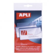 Apli Bolsillos Adhesivos Porta Tarjetas con Solapa de Cierre - Pack de 10 - 100 x 60mm - Ideal para Presentaciones Impresas, Dosieres
