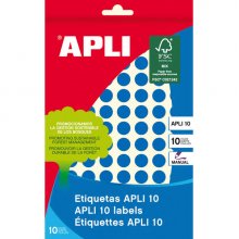 Apli Etiquetas 10 Azules Ø 10mm 8 Hojas Apli Etiquetas 10 Azules Ø 10mm 8 Hojas