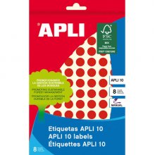 Apli Etiquetas 10 Rojas Ø 10mm 8 Hojas