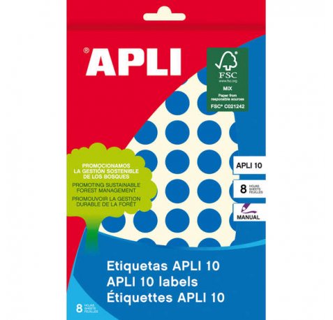 Apli Etiquetas 10 Azules Ø 13mm 8 Hojas
