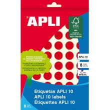 Apli Etiquetas 10 Rojas Ø 13mm 8 Hojas