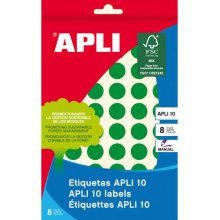 Apli Etiquetas 10 Verdes Ø 13mm 8 Hojas