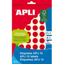 Apli Etiquetas 10 Rojas Ø 16mm 8 Hojas