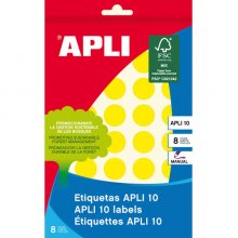 Apli Etiquetas 10 Amarillas Ø 19mm 8 Hojas