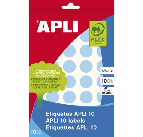 Apli Etiquetas 10 Azules Ø 19mm 8 Hojas