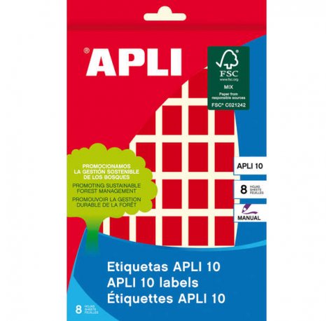 Apli Etiquetas 10 Rojas 12 x 18mm 8 Hojas