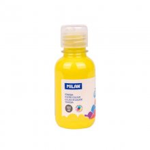 Milan Botella de Tempera - 125ml - Tapon Dosificador - Secado Rapido - Mezclable - Color Amarillo