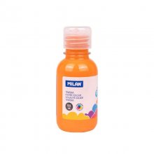 Milan Botella de Tempera - 125ml - Tapon Dosificador - Secado Rapido - Mezclable - Color Naranja