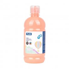Milan Botella de Tempera 500ml - Tapon Dosificador - Secado Rapido - Mezclable - Color Rosa Palido Pastel (6 uds)