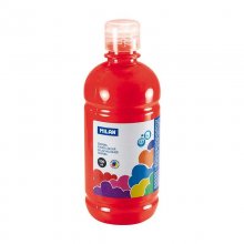 Milan Botella de Tempera - 500ml - Tapon Dosificador - Secado Rapido - Mezclable - Color Rojo Bermellon