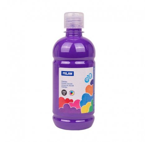 Milan Botella de Tempera - 500ml - Tapon Dosificador - Secado Rapido - Mezclable - Color Violeta