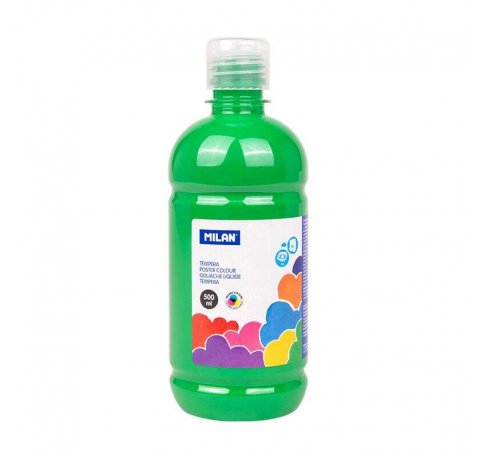Milan Botella de Tempera - 500ml - Tapon Dosificador - Secado Rapido - Mezclable - Color Verde Claro