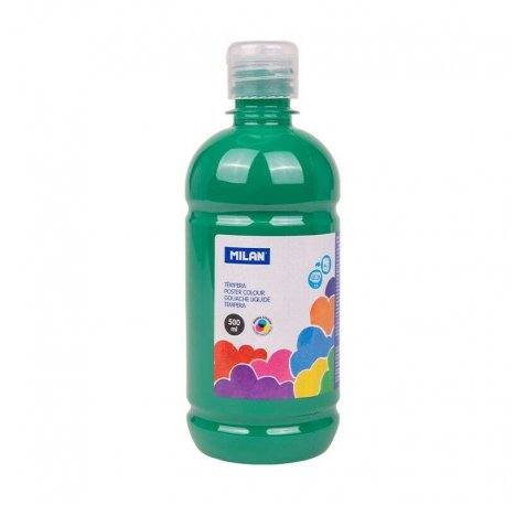 Milan Botella de Tempera - 500ml - Tapon Dosificador - Secado Rapido - Mezclable - Color Verde Oscuro