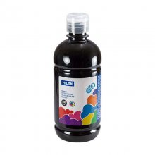 Milan Botella de Tempera - 500ml - Tapon Dosificador - Secado Rapido - Mezclable - Color Negro