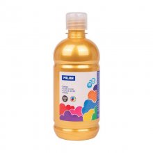 Milan Botella de Tempera - 500ml - Tapon Dosificador - Secado Rapido - Mezclable - Color Oro
