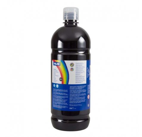 Milan Botella de Tempera - 1000ml - Tapon Dosificador - Secado Rapido - Mezclable - Color Negro