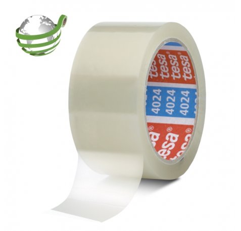 Tesa 4024 PV4 Precinto de Embalar 50mm x 132 Metros - Fabricado en Polipropileno - Adhesivo Acrilico con un 65% de Base Biologica - Desenrollado Suave y Silencioso - Transparente (6 uds)