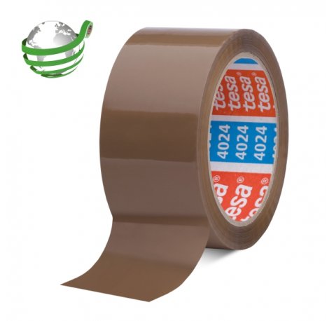 Tesa 4024 PV4 Precinto de Embalar 50mm x 132 Metros - Fabricado en Polipropileno - Adhesivo Acrilico con un 65% de Base Biologica - Desenrollado Suave y Silencioso - Color Marron (6 uds)