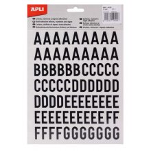 Apli Letras de Palo Mayusculas Adhesivas - Altura 20mm - Color Negro - Pack de 4 Hojas (301 Letras) (5 uds)
