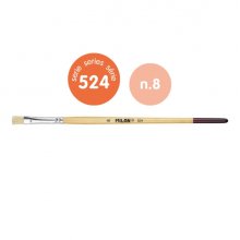 Milan 524 Pack de 10 Pinceles Planos Numero 8 - Bolsa con Colgador - Cerda Natural - Mango Corto - Color Madera Claro