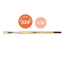 Milan 524 Pack de 6 Pinceles Planos Numero 16 - Bolsa con Colgador - Cerda Natural - Mango Corto - Color Madera Claro