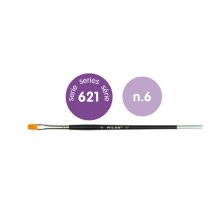 Milan 612 Premium Synthetic Pack de 6 Pinceles Planos Numero 6 - Bolsa con Colgador - Pelo Sintetico - Mango Corto - Color Negro