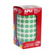 Apli Rollo de Gomets Redondos - Adhesivo Permanente - 5.192 Gomets - Desarrolla Habilidades - Alta Calidad y Seguridad - Color Verde